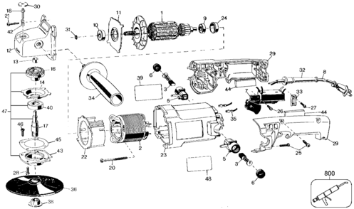 Default Diagram and Parts List for B6124 Type 101 Black and Decker Sander Polisher